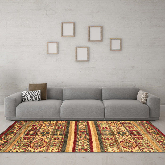 Machine Washable Abstract Brown Modern Rug in a Living Room,, wshabs4288brn