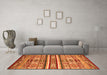 Machine Washable Abstract Orange Modern Area Rugs in a Living Room, wshabs4288org