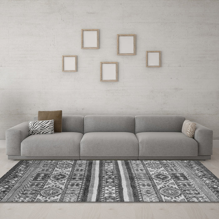 Machine Washable Abstract Gray Modern Rug in a Living Room,, wshabs4288gry