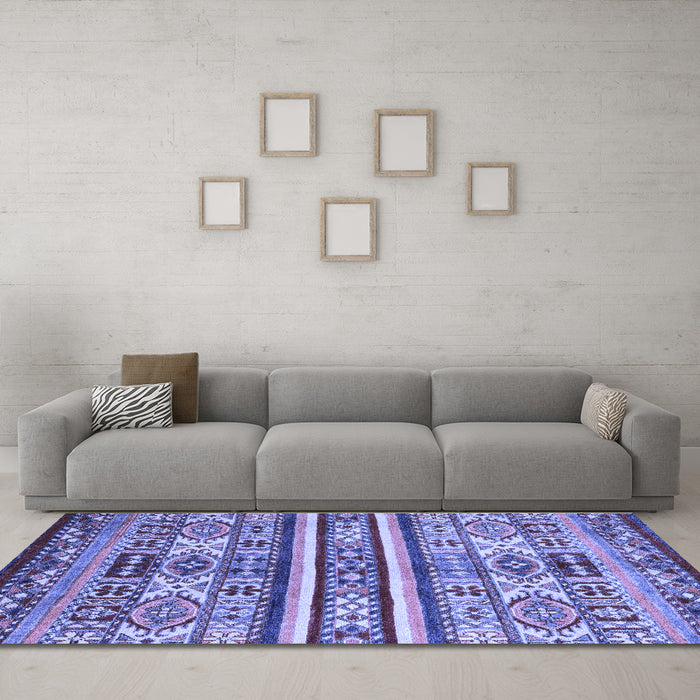 Machine Washable Abstract Blue Modern Rug in a Living Room, wshabs4288blu
