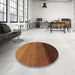 Round Abstract Saffron Red Modern Rug in a Office, abs4289