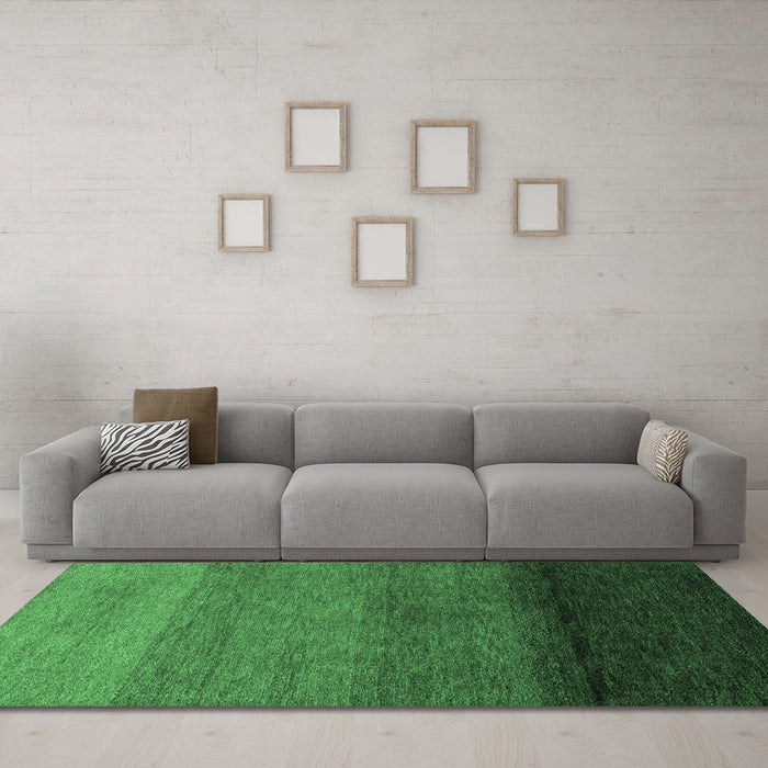 Machine Washable Abstract Emerald Green Modern Area Rugs in a Living Room,, wshabs4289emgrn