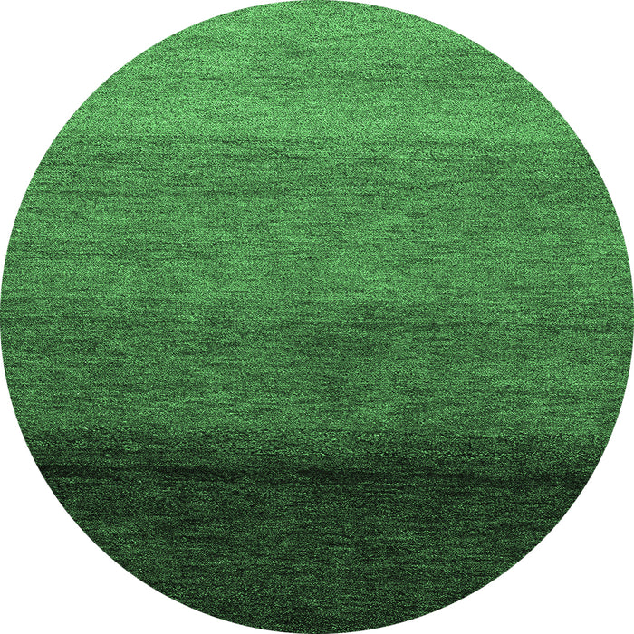 Round Machine Washable Abstract Emerald Green Modern Area Rugs, wshabs4289emgrn