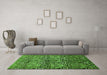 Machine Washable Abstract Green Modern Area Rugs in a Living Room,, wshabs428grn