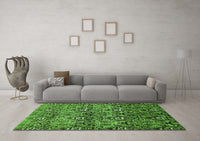 Machine Washable Abstract Green Modern Rug, wshabs428grn