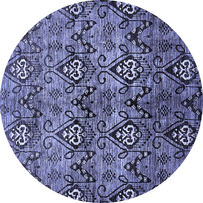 Round Abstract Blue Modern Rug, abs428blu