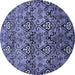 Round Abstract Blue Modern Rug, abs428blu