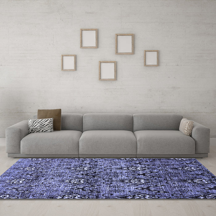 Machine Washable Abstract Blue Modern Rug in a Living Room, wshabs428blu