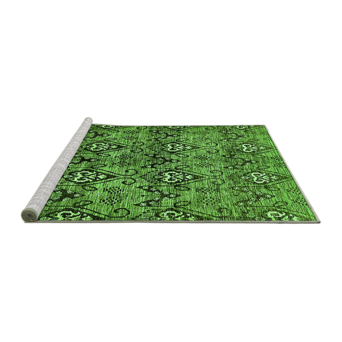 Sideview of Machine Washable Abstract Green Modern Area Rugs, wshabs428grn