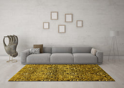 Machine Washable Abstract Yellow Modern Rug in a Living Room, wshabs428yw