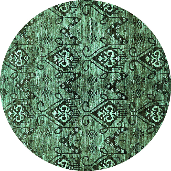 Round Abstract Turquoise Modern Rug, abs428turq
