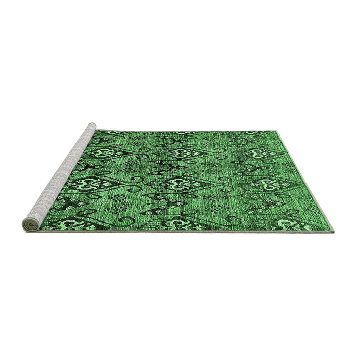 Sideview of Machine Washable Abstract Emerald Green Modern Area Rugs, wshabs428emgrn