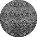 Round Machine Washable Abstract Gray Modern Rug, wshabs428gry