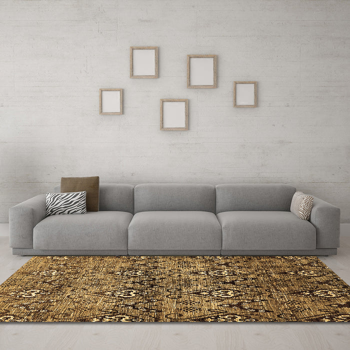 Machine Washable Abstract Brown Modern Rug in a Living Room,, wshabs428brn