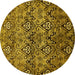 Round Abstract Yellow Modern Rug, abs428yw