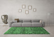 Machine Washable Abstract Emerald Green Modern Area Rugs in a Living Room,, wshabs428emgrn