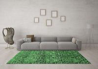 Machine Washable Abstract Emerald Green Modern Rug, wshabs428emgrn