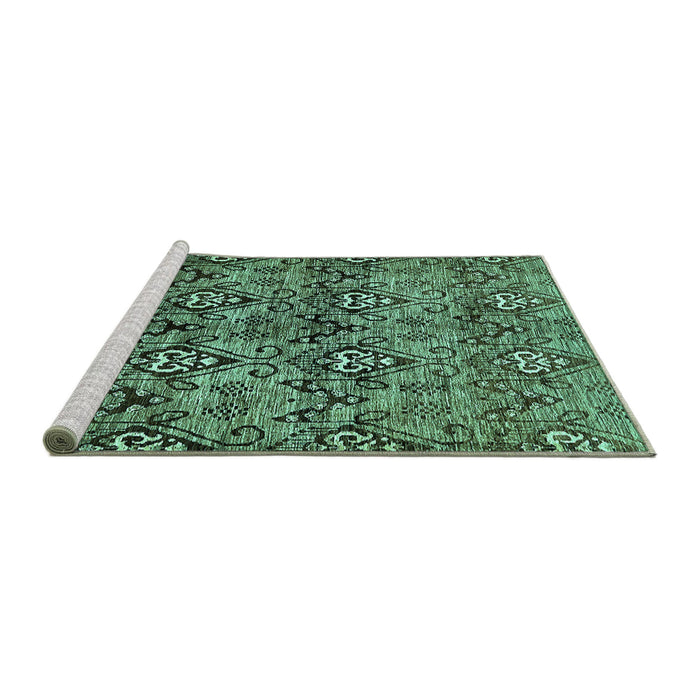 Sideview of Machine Washable Abstract Turquoise Modern Area Rugs, wshabs428turq