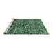 Sideview of Machine Washable Abstract Turquoise Modern Area Rugs, wshabs428turq