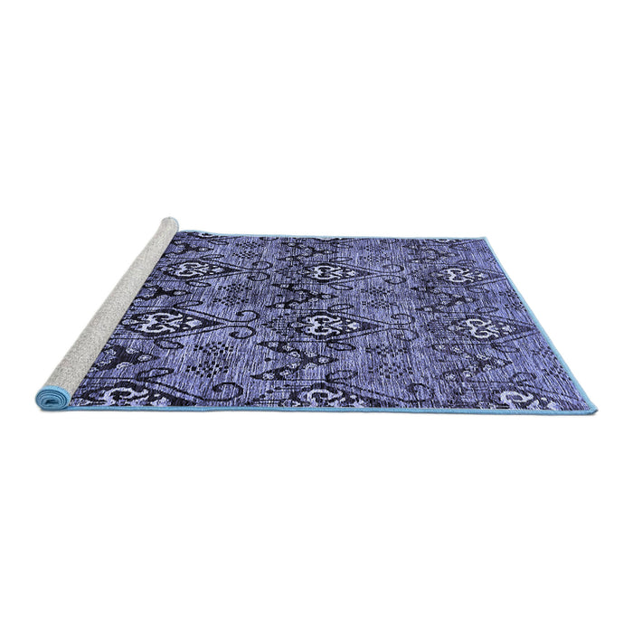 Sideview of Machine Washable Abstract Blue Modern Rug, wshabs428blu