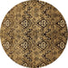 Round Abstract Brown Modern Rug, abs428brn