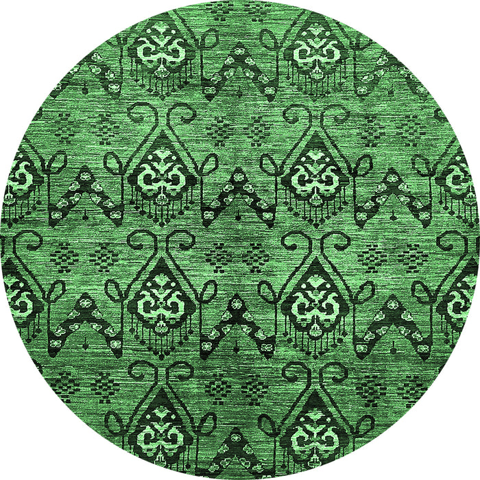 Round Abstract Emerald Green Modern Rug, abs428emgrn