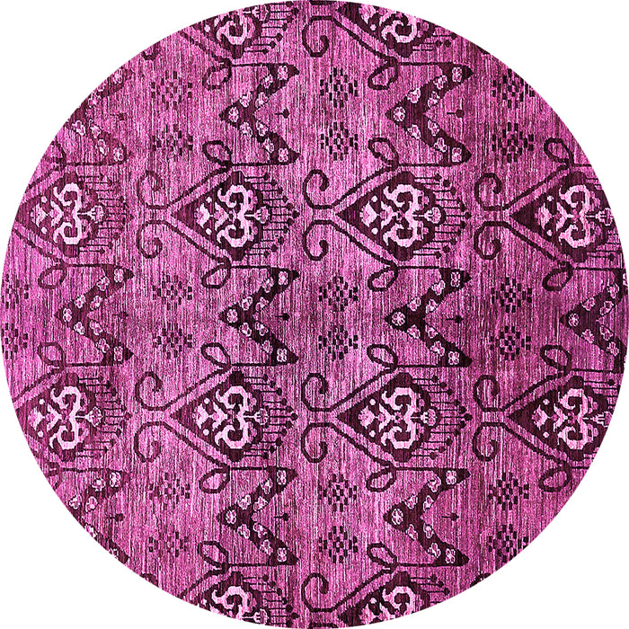 Round Machine Washable Abstract Pink Modern Rug, wshabs428pnk