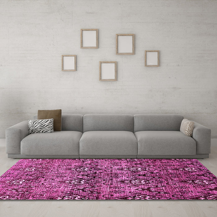 Machine Washable Abstract Pink Modern Rug in a Living Room, wshabs428pnk