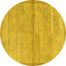 Round Machine Washable Abstract Yellow Modern Rug, wshabs4290yw