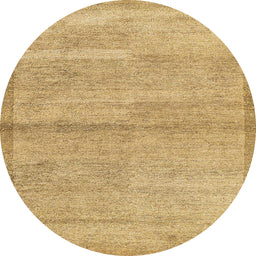 Round Abstract Chrome Gold Yellow Modern Rug, abs4290