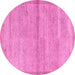 Round Machine Washable Abstract Pink Modern Rug, wshabs4290pnk