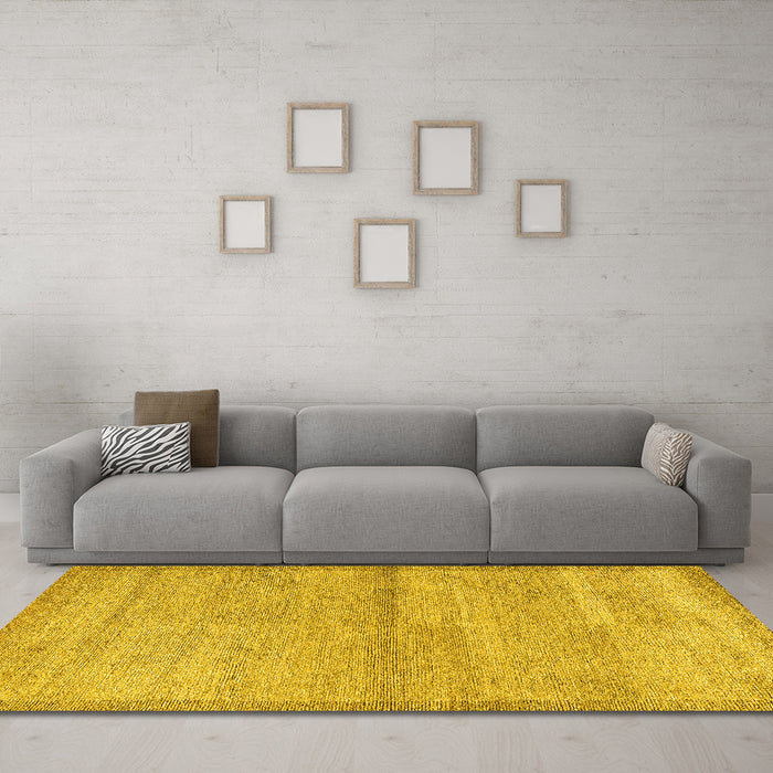 Machine Washable Abstract Yellow Modern Rug in a Living Room, wshabs4290yw
