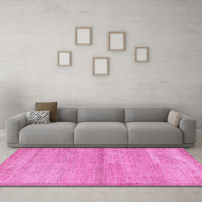 Machine Washable Abstract Pink Modern Rug in a Living Room, wshabs4290pnk