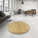 Round Machine Washable Abstract Chrome Gold Yellow Rug in a Office, wshabs4290