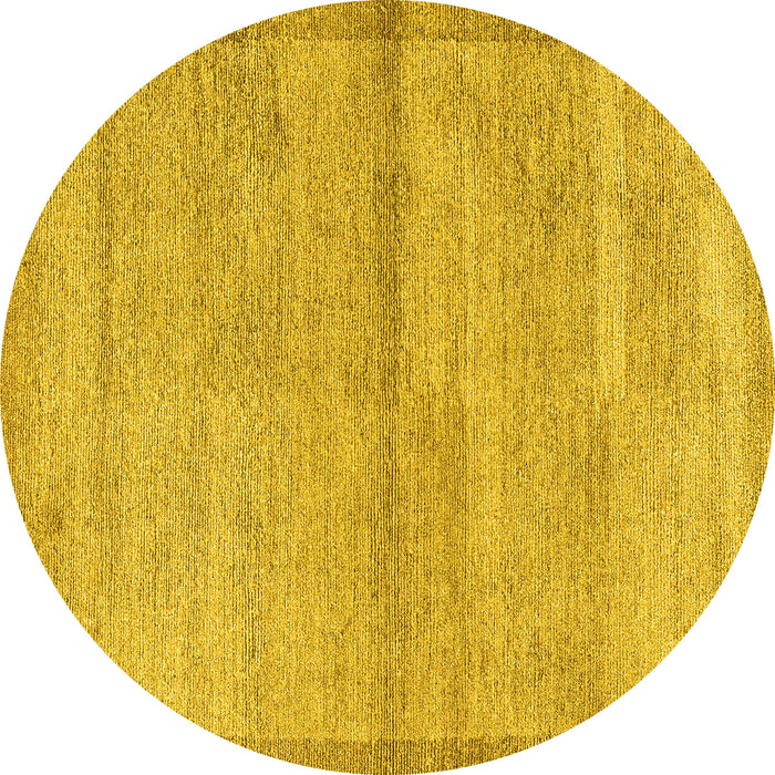 Round Abstract Yellow Modern Rug, abs4290yw