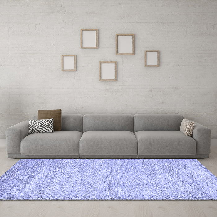 Machine Washable Solid Blue Modern Rug in a Living Room, wshabs4291blu