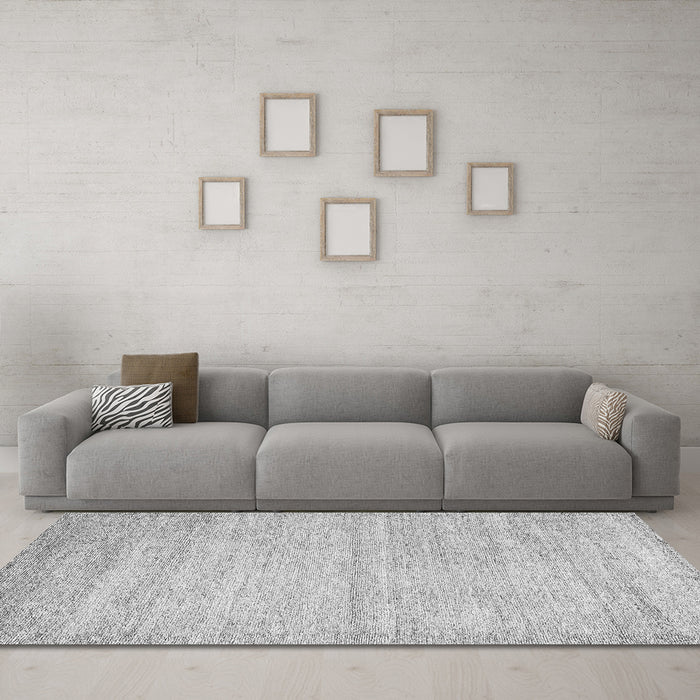 Machine Washable Solid Gray Modern Rug in a Living Room,, wshabs4291gry