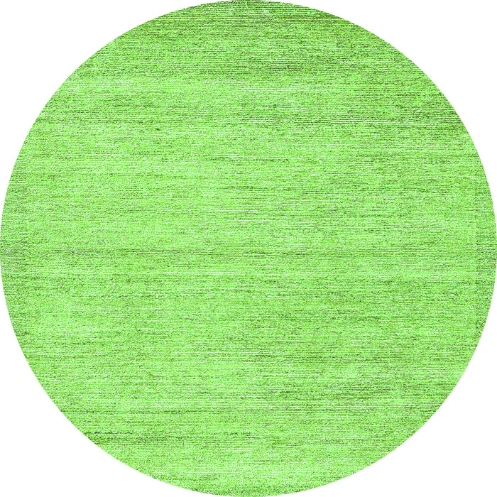 Round Machine Washable Solid Green Modern Area Rugs, wshabs4291grn