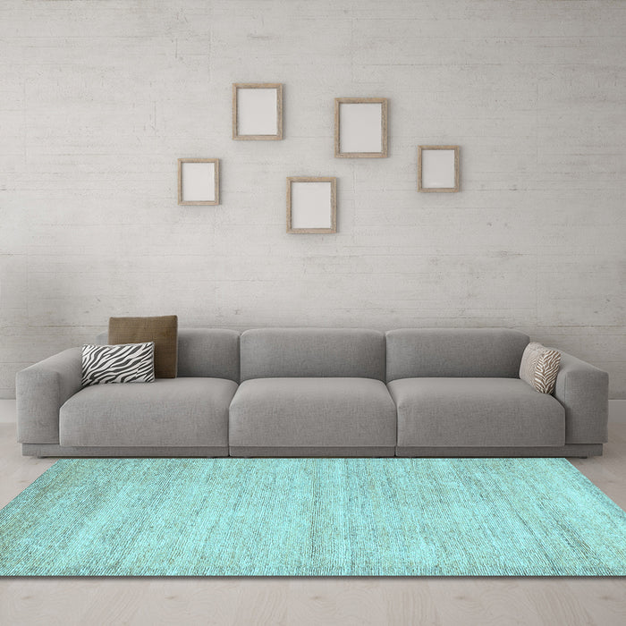 Machine Washable Solid Light Blue Modern Rug in a Living Room, wshabs4291lblu