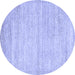 Round Machine Washable Solid Blue Modern Rug, wshabs4291blu