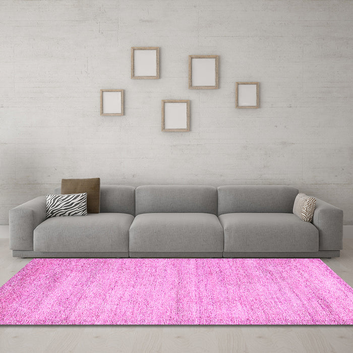 Machine Washable Solid Pink Modern Rug in a Living Room, wshabs4291pnk