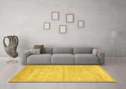 Machine Washable Solid Yellow Modern Rug in a Living Room, wshabs4291yw