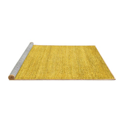 Sideview of Machine Washable Solid Yellow Modern Rug, wshabs4291yw