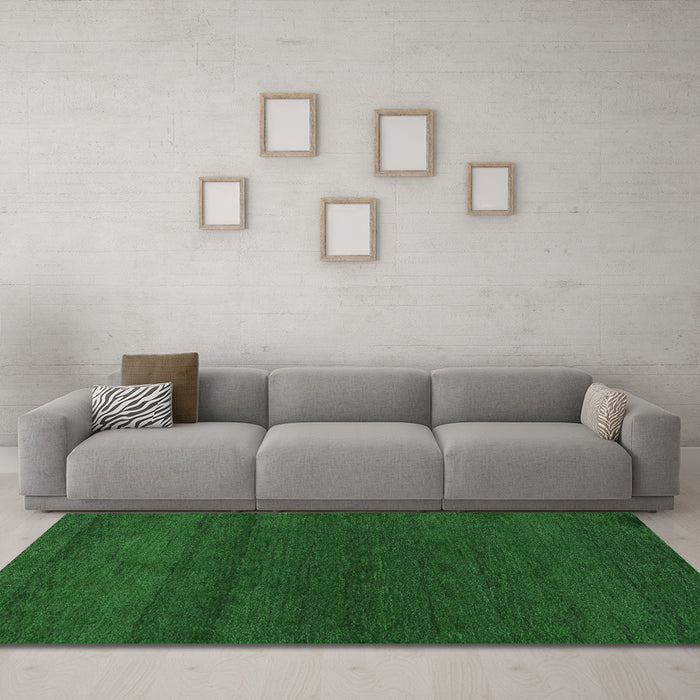 Machine Washable Abstract Emerald Green Modern Area Rugs in a Living Room,, wshabs4292emgrn