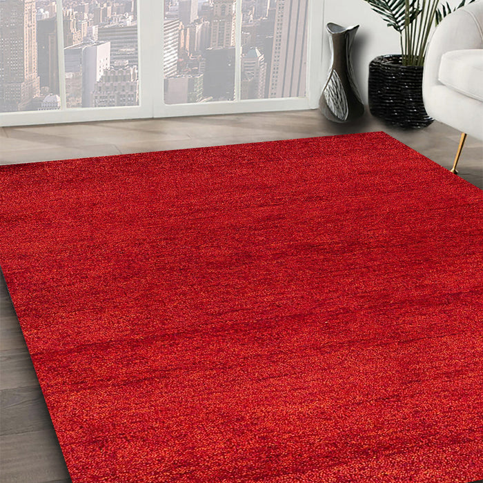 Abstract Red Modern Rug in Family Room, abs4292