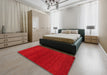 Abstract Red Modern Rug in a Bedroom, abs4292