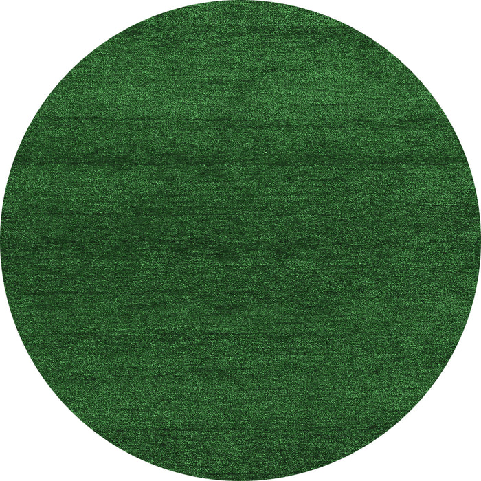 Round Machine Washable Abstract Emerald Green Modern Area Rugs, wshabs4292emgrn