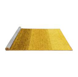 Sideview of Machine Washable Abstract Yellow Modern Rug, wshabs4293yw
