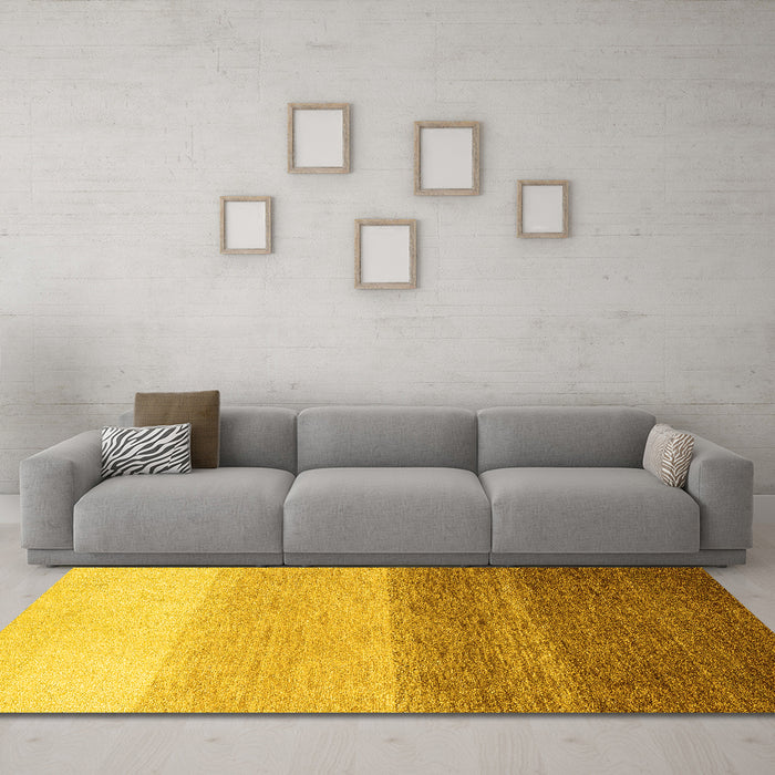 Machine Washable Abstract Yellow Modern Rug in a Living Room, wshabs4293yw