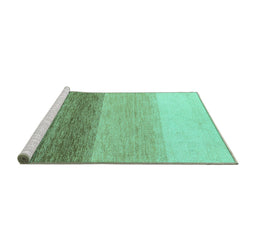 Sideview of Machine Washable Abstract Turquoise Modern Area Rugs, wshabs4293turq